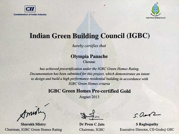 IGBC - Gold award for Green homes